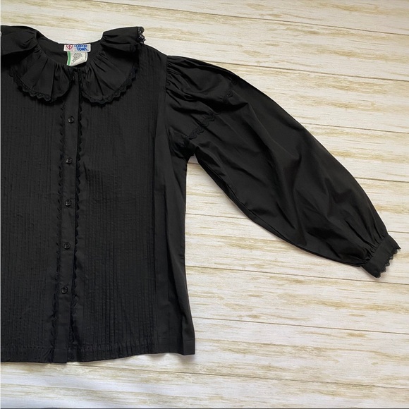 Vintage Black Collared Gothic Style College Town Blouse - Picture 4 of 8
